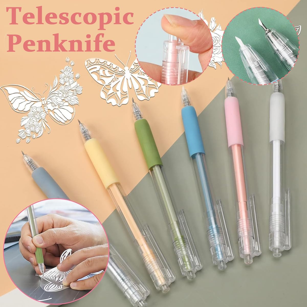HASTHIP 6Pcs Craft Cutting Paper Pen Cutter Tool, Precision Paper Cutter Pen, Cartoon Pattern Student Utility Pen with Pocket Clip Cartoon Pattern Student Utility Cutter Pen for DIY Scrapbooking Art HASTHIP 6Pcs Craft Cutting Paper Pen Cutter Tool, Precision Paper Cutter Pen, Cartoon Pattern Student Utility Pen with Pocket Clip Cartoon Pattern Student Utility Cutter Pen for DIY Scrapbooking Art